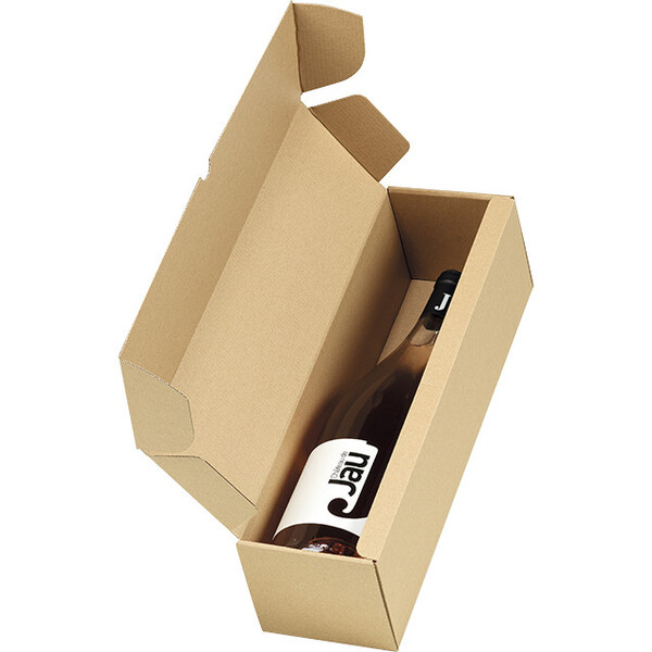 Coffret carton kraft 1 magnum livré à plat
