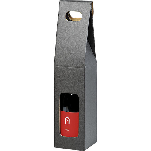Valisette carton kraft/noir 1 bouteille poignée...