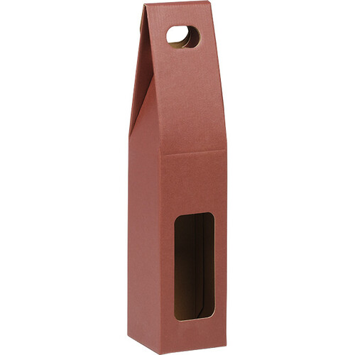 Valisette carton kraft/bordeaux 1 bouteille poignée livré à plat