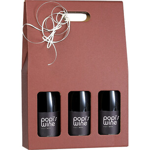 Valisette carton kraft/bordeaux 3 bouteilles poignée... 2