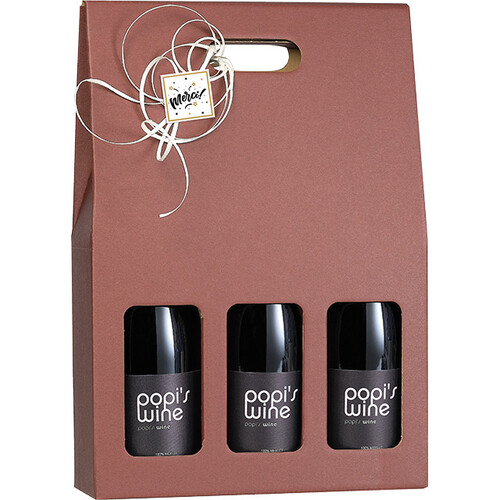 Valisette carton kraft/bordeaux 3 bouteilles...