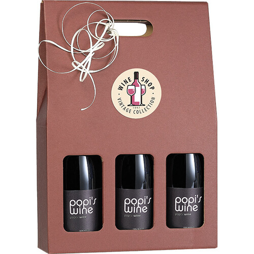 Valisette carton kraft/bordeaux 3 bouteilles...