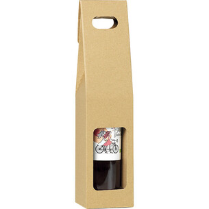 Wine carrier cardboard kraft 1 bottle handle delivered flat 2