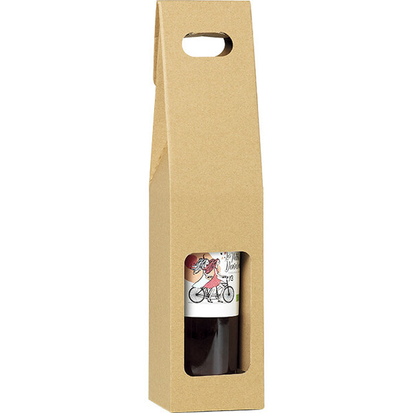 Valisette carton kraft/neutre 1 bouteille poignée livré à plat