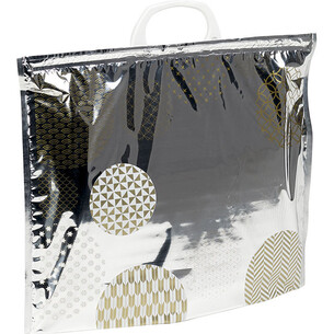 Bolsa isotérmica con decoración de burbujas dorado/blanco...