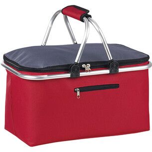 Panier isotherme rectangle gris/rouge tissu chiné 2 anses...