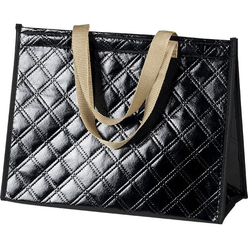 Bolsa isotérmica rectangular negro con 2 asas de nylon cierre de velcro