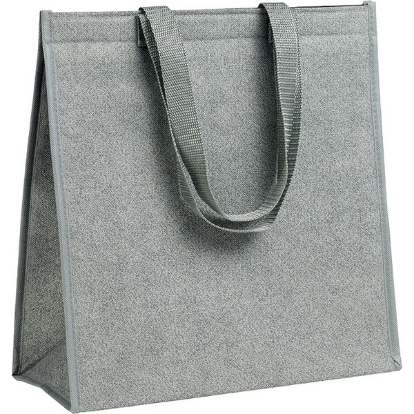 Bolsa isotérmica rectangular gris con 2 asas de nylon cierre de velcro