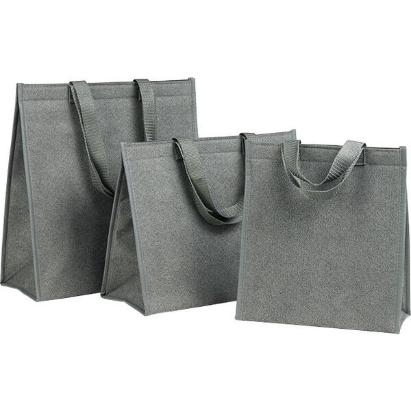 Bolsa isotérmica rectangular gris con 2 asas de nylon cierre de velcro