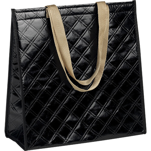 Bolsa isotérmica rectangular negro con 2 asas de nylon cierre de velcro
