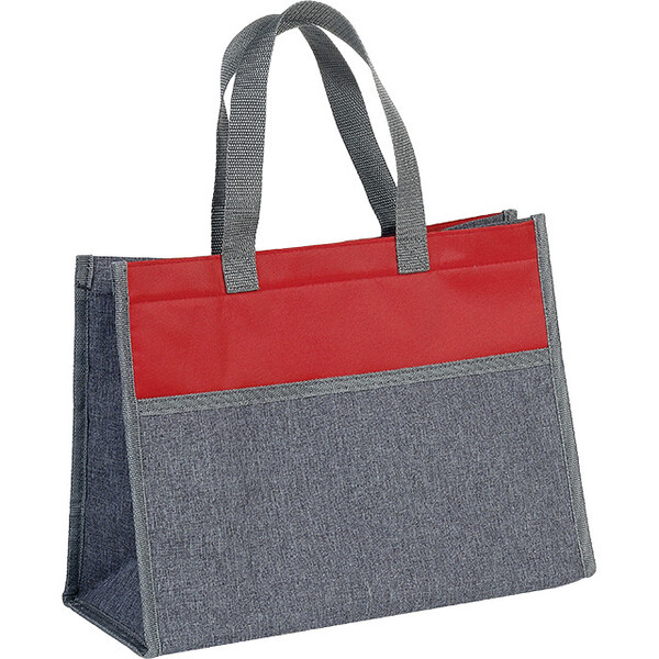 Sac isotherme rectangle gris/rouge 2 anses nylon/fermeture scratch