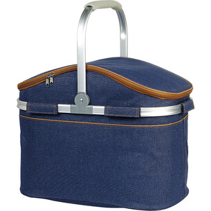 Basket isotherm denim/brown aluminium foldable handle