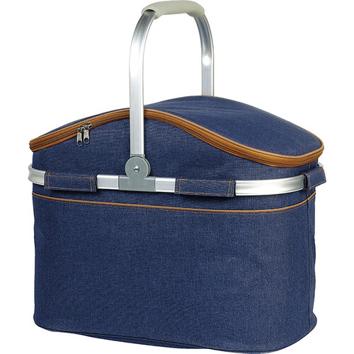 Basket isotherm denim/brown aluminium foldable handle