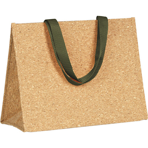 Sac isotherme rectangle liège 2 anses vertes nylon fermeture scratch