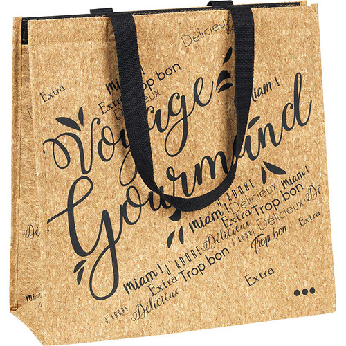 Bag isotherm rectangular VOYAGE GOURMAND cork 2 handles black nylon velcro closure