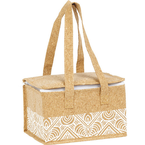 Bag isotherm rectangular cork BOHO white 2 handles zip closure