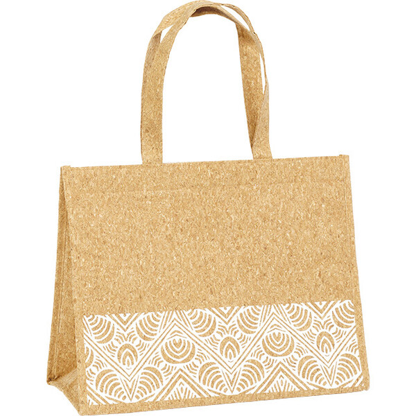Bolsa isotérmica rectangular corcho BOHO blanco2 asas cierre velcro
