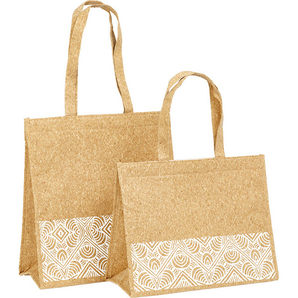Bolsa isotérmica rectangular corcho BOHO blanco2 asas cierre velcro