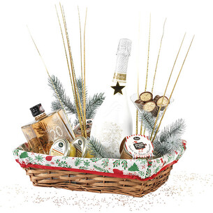 Tray wicker/wood rectangular MERRY CHRISTMAS brown white... 2
