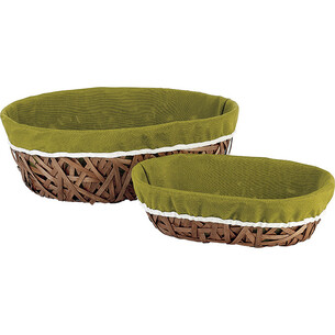 Bandeja madera ovalada marrón tejido verde/borde blanco 2