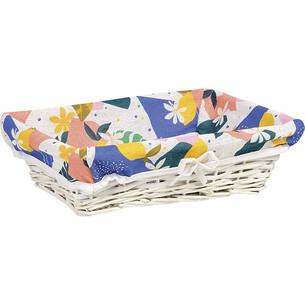 Bandeja mimbre/madera rectangular blanca tejido JARDIN DE...