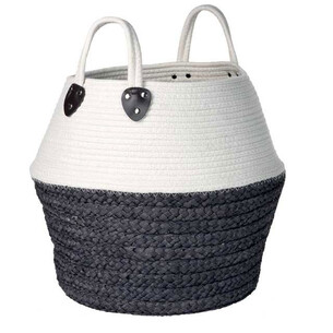 Basket corn and cotton round braided black/white colour...