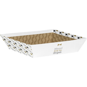 Corbeille carton carrée MERCI blanc/noir/or