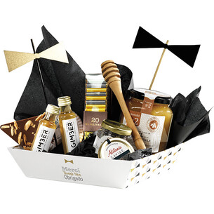 Tray cardboard square THANK YOU white/black/gold 2