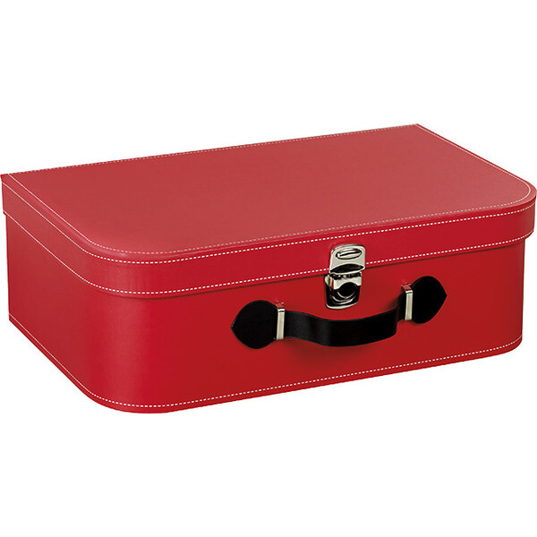 Maleta de cartón rectangular rojo asa símil piel/ cierre metálico