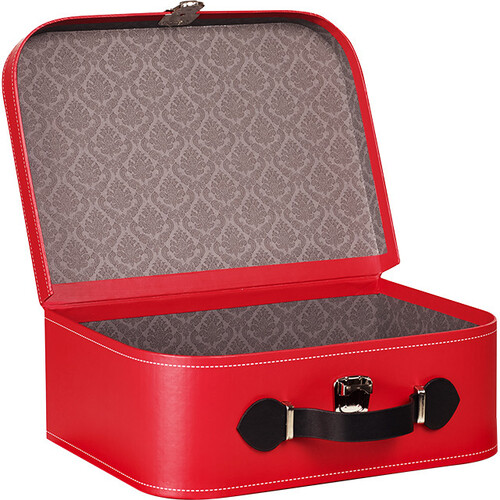Maleta de cartón rectangular rojo asa símil...