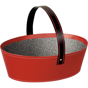 Basket cardboard oval foldable handle/red and black
