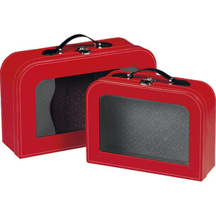 Suitcase cardboard rectangular red/PET window/faux... 2