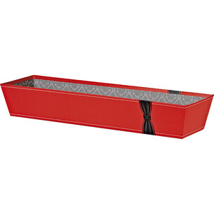 Corbeille carton rectangle rouge/nœud noir