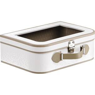 Valise carton rect. OMBRE ET LUMIERE blanc/taupe/vernis...
