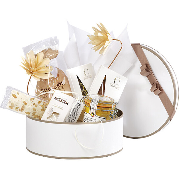 Suitcase cardboard rectangular LIGHTS AND SHADOWS white/brown/UV printing faux leather handle/ metal buckle