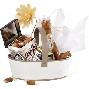 Panier carton ovale OMBRE ET LUMIERE blanc/taupe/vernis... 2