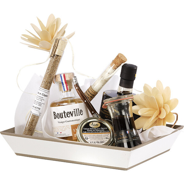 Bandeja cartão retangular LUZ E SOMBRA branco/castanho/ impressão UV