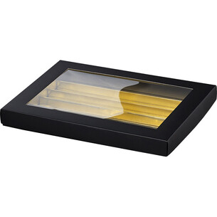 Coffret carton rectangle chocolats 5 rangées noir/or...