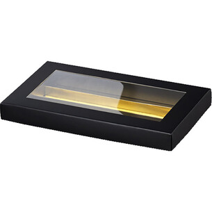 Coffret carton rectangle chocolats 3 rangées noir/or...