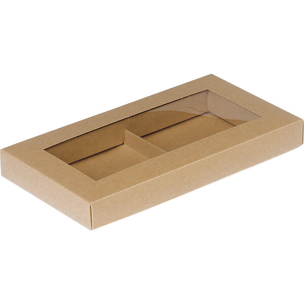 Box cardboard rectangular chocolate 2 rows kraft PET window