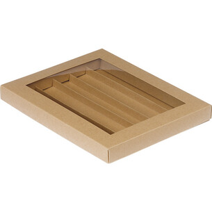 Box cardboard rectangular chocolates 5 rows kraft PET window