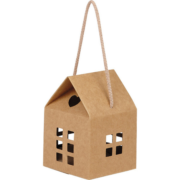 Coffret carton forme maison kraft  corde coton livré à plat