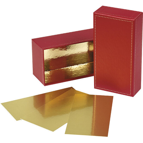 Caja de cartón chocolates rubí/dorado 3 líneas doradas