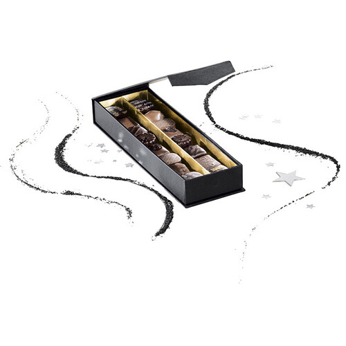 Box cardboard square chocolates 2 rows...