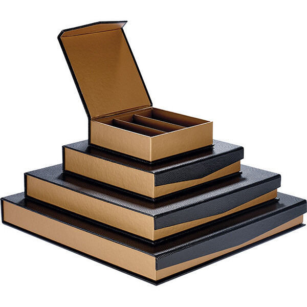 Box cardboard square chocolates 4 rows copper/black/UV Printing magnetic closure