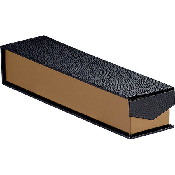 Caja cartón rectangular chocolates 1 línea cobre/negro impresión UV cierre magnético
