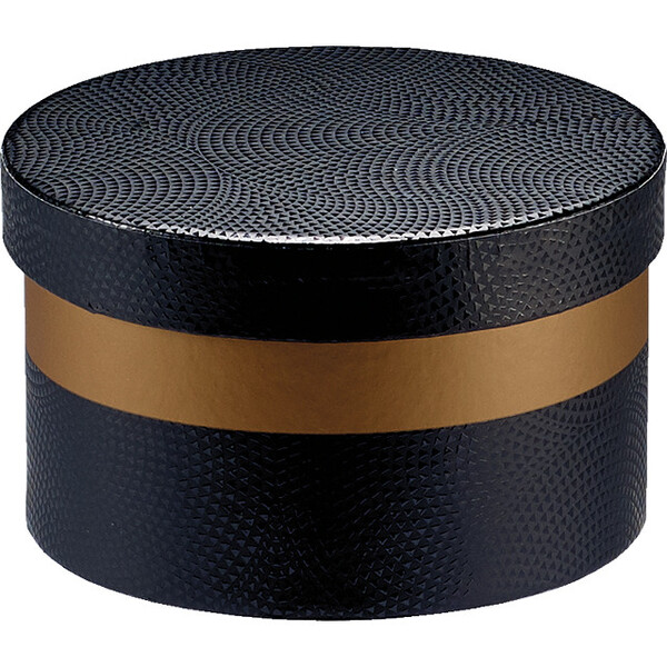 Coffret carton rond cuivre/noir/vernis sélectif