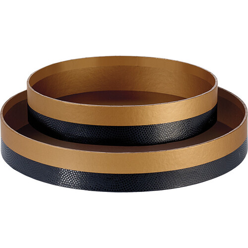 Corbeille carton ronde cuivre/noir/vernis sélectif