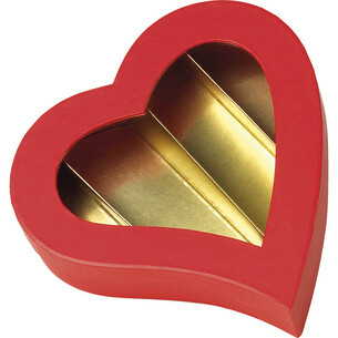 Coffret carton forme coeur chocolats 4 rangées rouge/or...