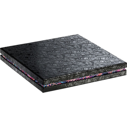 Coffret carton carré chocolats 6 rangées noir/vernis sélectif/tropical